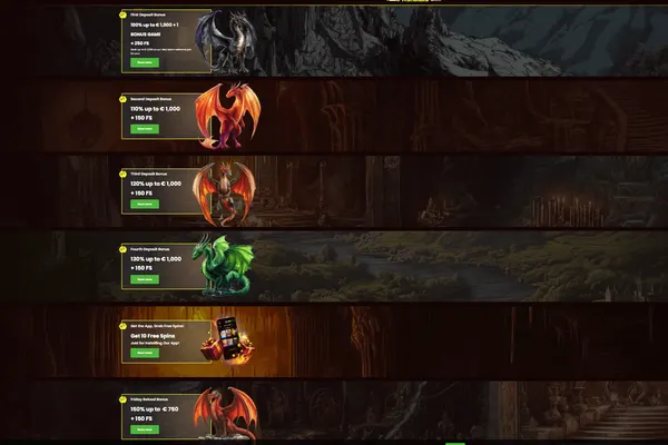Captura de pantalla del bono y giros gratis de Dragonslots Casino