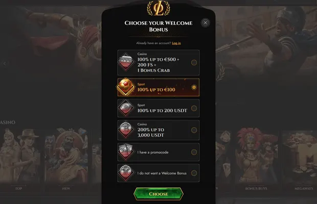 Legiano Casino registration page screenshot